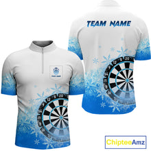 Load image into Gallery viewer, Blue Icy Frozen Darts Shirts With Pocket For Men Custom Darts Team Jerseys TDM4035