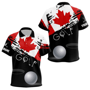 Personalized Grunge Canada Flag Kid Golf Polo Shirts Custom Patriotic Canadian Golf Shirts TDM1854