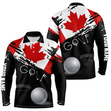 Load image into Gallery viewer, Personalized Grunge Canada Flag Mens Golf Polo Shirts Custom Patriotic Canadian Golf Shirts TDM1854