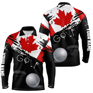 Personalized Grunge Canada Flag Mens Golf Polo Shirts Custom Patriotic Canadian Golf Shirts TDM1854