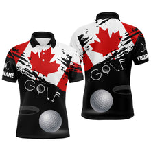 Load image into Gallery viewer, Personalized Grunge Canada Flag Mens Golf Polo Shirts Custom Patriotic Canadian Golf Shirts TDM1854