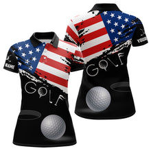 Load image into Gallery viewer, Grunge American Flag Black Women Golf Polo Shirt Custom Patriotic 4Th Of July Golf Shirts, Golf Gift TDM1855