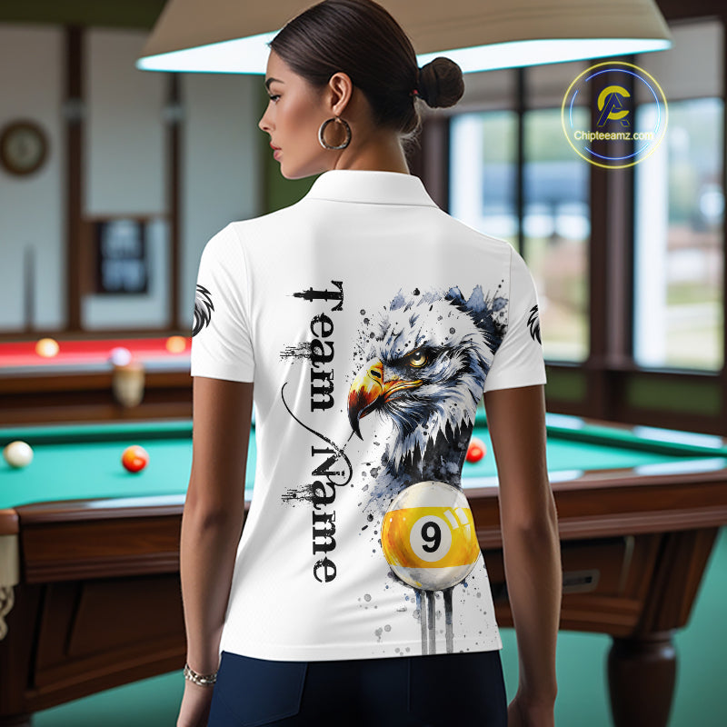 Personalized Eagle 9 Ball Pool Watercolor Billiard Shirts For Women, 9 Ball Billiard Team Jersey TDM7296