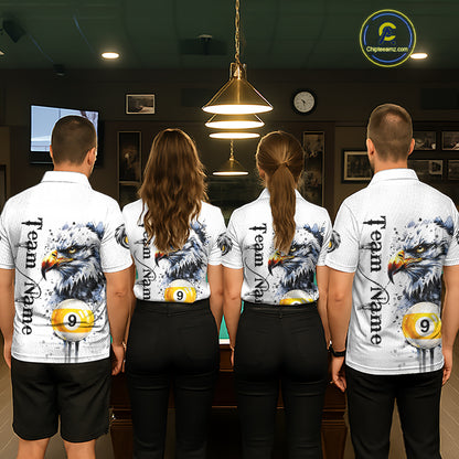 Personalized Eagle 9 Ball Pool Watercolor Billiard Shirts For Women, 9 Ball Billiard Team Jersey TDM7296