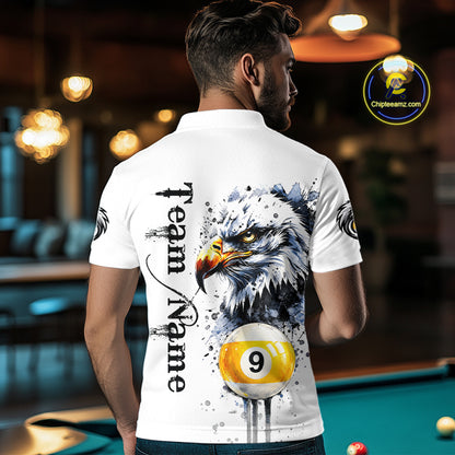 Personalized Watercolor Eagle Billiard Shirt For Men Custom 8 Ball 9 Ball Pool Jersey Team Shirt TDM7297