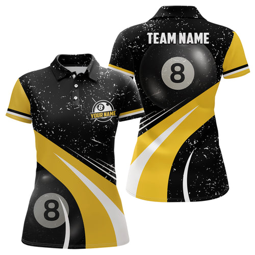 Custom Yellow And Black Billiard Women's Polo Shirts Personalized Billiard Team Jerseys For Player TDM0391