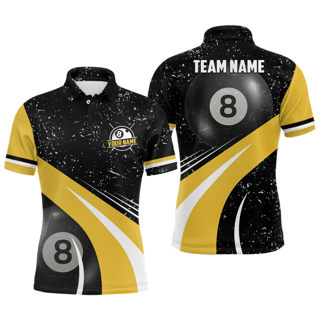 Custom Yellow And Black Billiard Men's Polo Shirts Personalized Billiard Team Jerseys For Player TDM0391