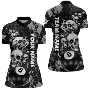 Grunge Argyle Pattern Custom Scary Skull Women Billiard Shirts, Billiard Jerseys Billiard Team Shirt TDM3028