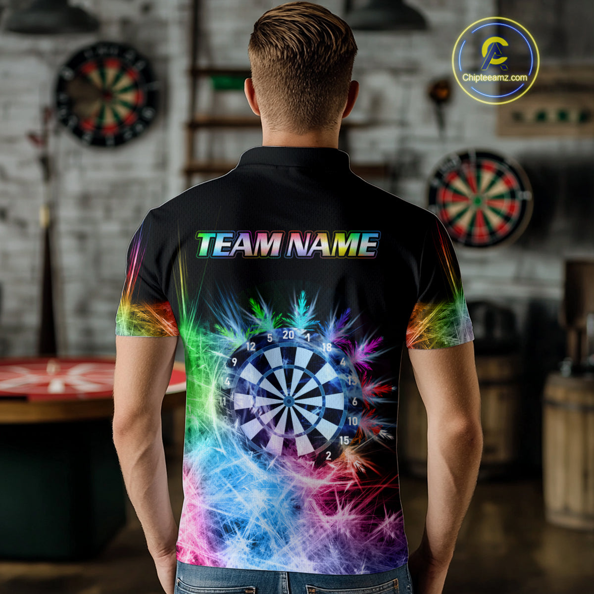 Icy Colorful Light Mens Darts Polo & Quarter Zip Shirts Custom Dart Shirts For Team Darts Jerseys TDM5255