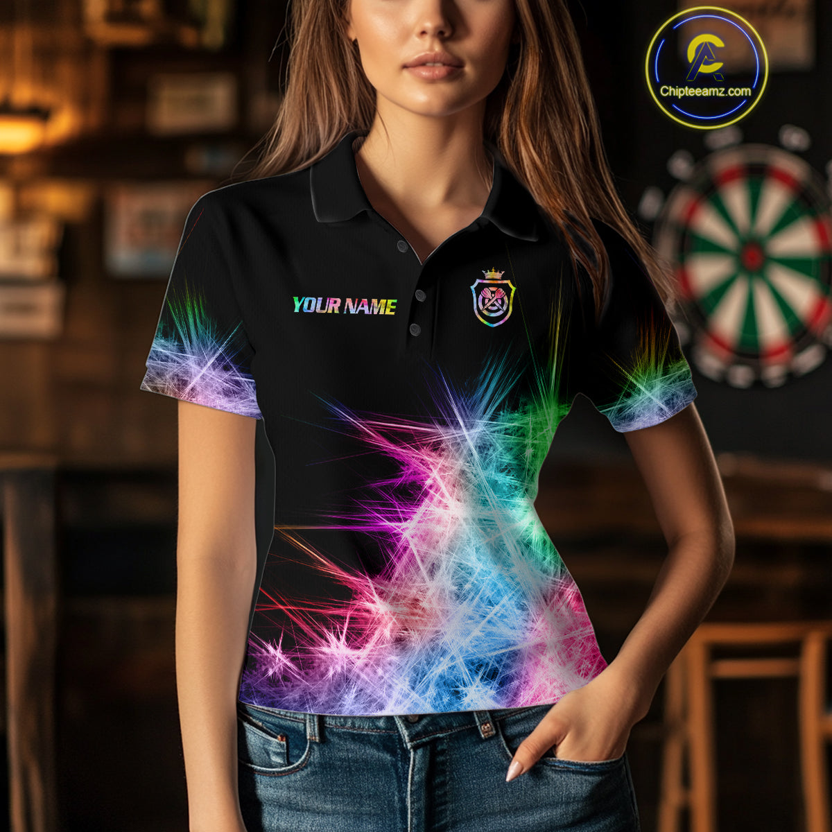 Icy Colorful Light Womens Darts Polo & Quarter Zip Shirts Custom Dart Shirts For Team Darts Jerseys TDM5255
