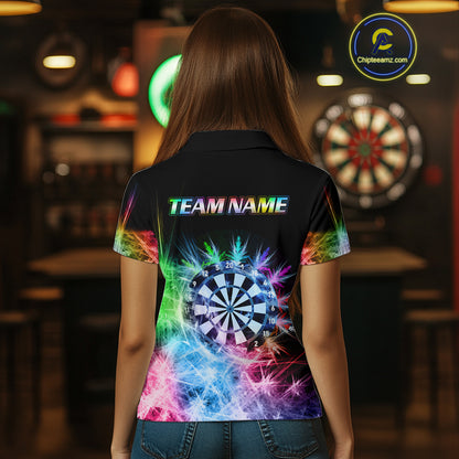 Icy Colorful Light Womens Darts Polo & Quarter Zip Shirts Custom Dart Shirts For Team Darts Jerseys TDM5255
