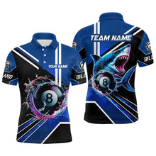 Load image into Gallery viewer, Blue 8 Ball Pool Billiard Shark Polo &amp; Quarter Zip Men Billiard Shirt Custom Shark Billiard Jersey TDM3272