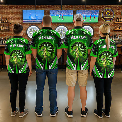 Green Funny Sauropod Darts Shirt For Men Custom Lightning Darts Team Jersey Polo & 1/4 Zip TDM5967