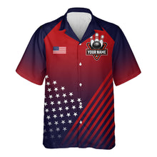 Load image into Gallery viewer, American Flag Hawaiian Bowling Shirt For Men Women Custom Patriotic Bowling Team Jersey |Red TDM5970