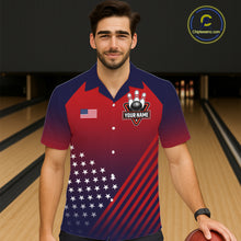 Load image into Gallery viewer, American Flag Hawaiian Bowling Shirt For Men Women Custom Patriotic Bowling Team Jersey |Red TDM5970