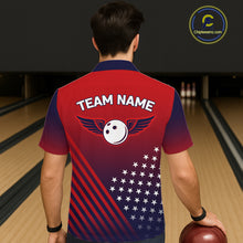 Load image into Gallery viewer, American Flag Hawaiian Bowling Shirt For Men Women Custom Patriotic Bowling Team Jersey |Red TDM5970