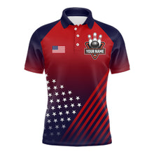 Load image into Gallery viewer, American Flag Bowling Jersey For Men Custom Patriotic Bowling Shirt Team Polo &amp; 1/4 Zip |Red TDM5970
