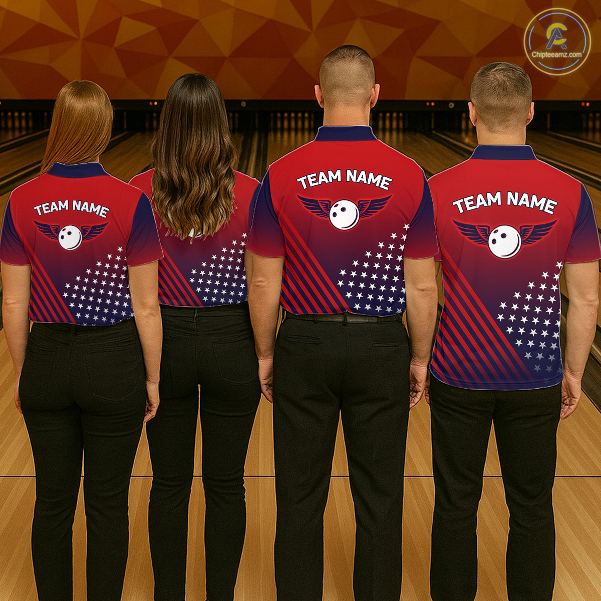 American Flag Bowling Jersey For Men Custom Patriotic Bowling Shirt Team Polo & 1/4 Zip |Red TDM5970
