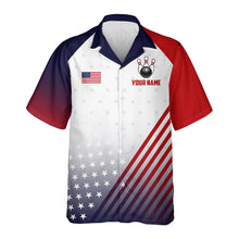 Load image into Gallery viewer, American Flag Hawaiian Bowling Shirt For Men Women Custom Patriotic Bowling Team Jersey |White TDM5971