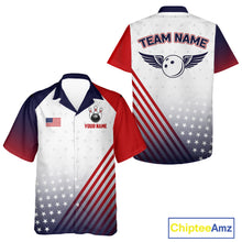 Load image into Gallery viewer, American Flag Hawaiian Bowling Shirt For Men Women Custom Patriotic Bowling Team Jersey |White TDM5971