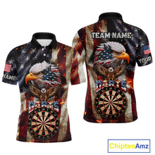 Load image into Gallery viewer, Vintage American Flag Eagle Dart Shirt For Men Custom Patriotic Darts Team Jersey Polo &amp; 1/4 Zip TDM4044