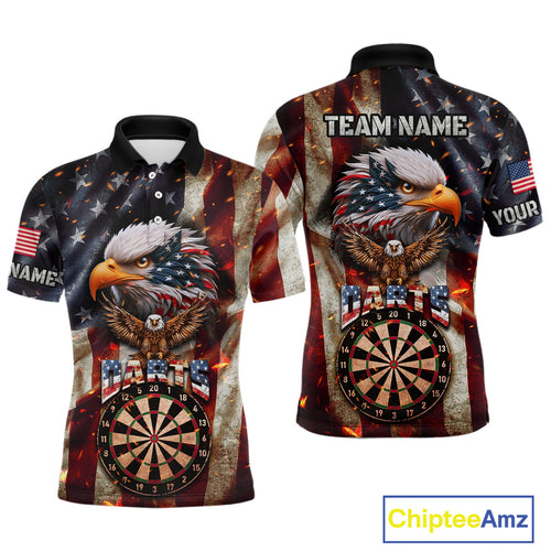 Vintage American Flag Eagle Dart Shirt For Men Custom Patriotic Darts Team Jersey Polo & 1/4 Zip TDM4044