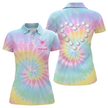 Load image into Gallery viewer, Colorful Tie Dye Womens Golf Polo Shirt Custom Golf Ball With Heart Golf Outfit For Ladies, Golf Gift TDM1865