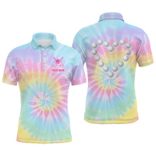 Load image into Gallery viewer, Colorful Tie Dye Mens Golf Polo Shirt Custom Golf Ball With Heart Golf Outfit For Men, Golf Gift TDM1865