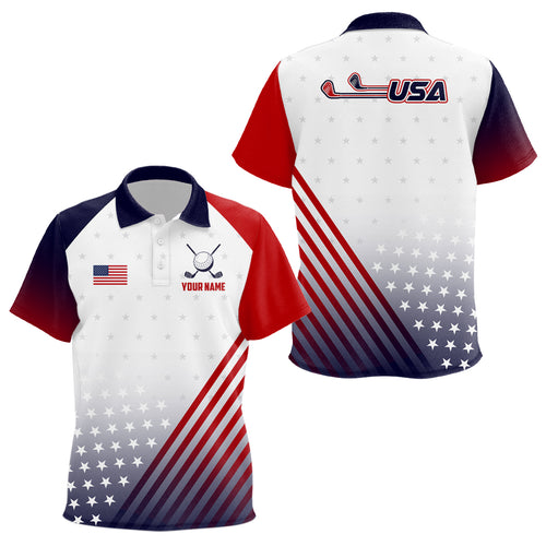 Kid Golf Polo Shirts American Flag Custom Patriotic Team Golf Shirts For Kid, Best Golf Gifts TDM1867