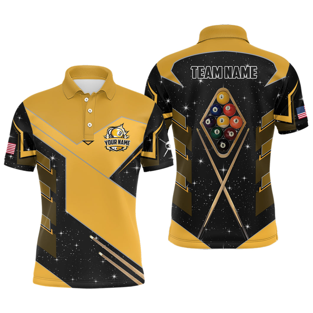 Custom Galaxy 9 Ball Pool Billiard Polo & Quarter-Zip Shirts For Men, 9 Ball Billiard Attire Jersey TDM2292