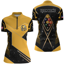 Load image into Gallery viewer, Custom Galaxy 9 Ball Pool Billiard Polo &amp; Quarter-Zip Shirts For Women, 9 Ball Billiard Attire Jersey TDM2292