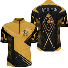 Load image into Gallery viewer, Custom Galaxy 9 Ball Pool Billiard Polo &amp; Quarter-Zip Shirts For Men, 9 Ball Billiard Attire Jersey TDM2292