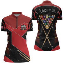 Load image into Gallery viewer, Personalized Galaxy 8 Ball Pool Billiard Shirts For Women Custom 8 Ball Billiard Attire Jerseys |Red TDM2293