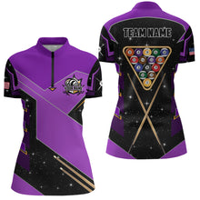 Load image into Gallery viewer, Personalized Galaxy 8 Ball Pool Billiard Shirts For Women, 8 Ball Billiard Attire Jerseys |Purple TDM2295