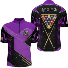 Load image into Gallery viewer, Personalized Galaxy 8 Ball Pool Billiard Shirts For Men, 8 Ball Billiard Attire Jerseys |Purple TDM2295