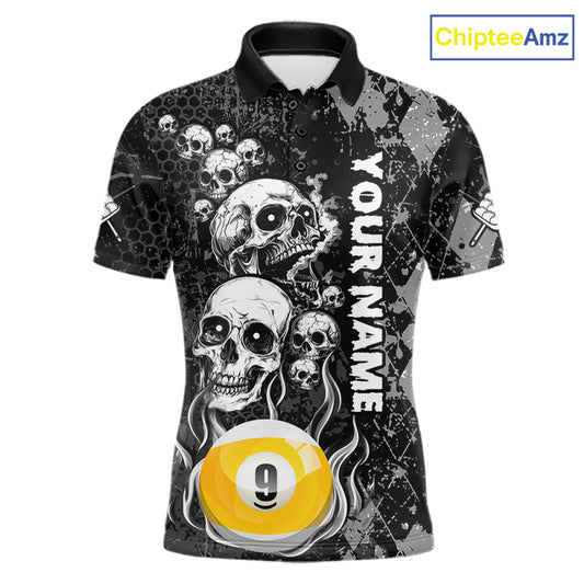 Personalized Grunge Argyle Skull 9 Ball Billiard Pool Shirts For Men Custom Billiard Team Jersey TDM7314