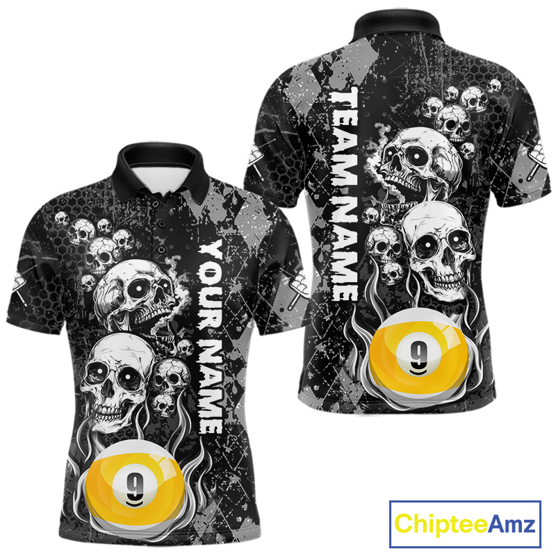 Personalized Grunge Argyle Skull 9 Ball Billiard Pool Shirts For Men Custom Billiard Team Jersey TDM7314