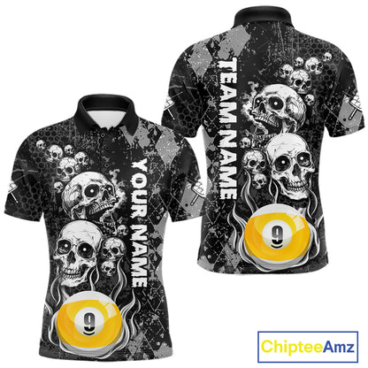 Personalized Grunge Argyle Skull 9 Ball Billiard Pool Shirts For Men Custom Billiard Team Jersey TDM7314