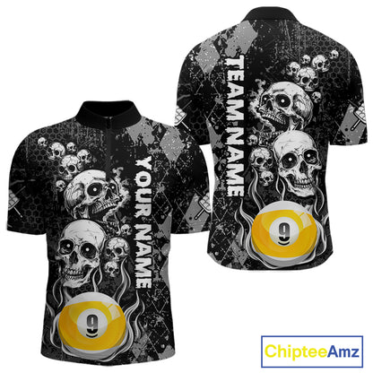 Personalized Grunge Argyle Skull 9 Ball Billiard Pool Shirts For Men Custom Billiard Team Jersey TDM7314