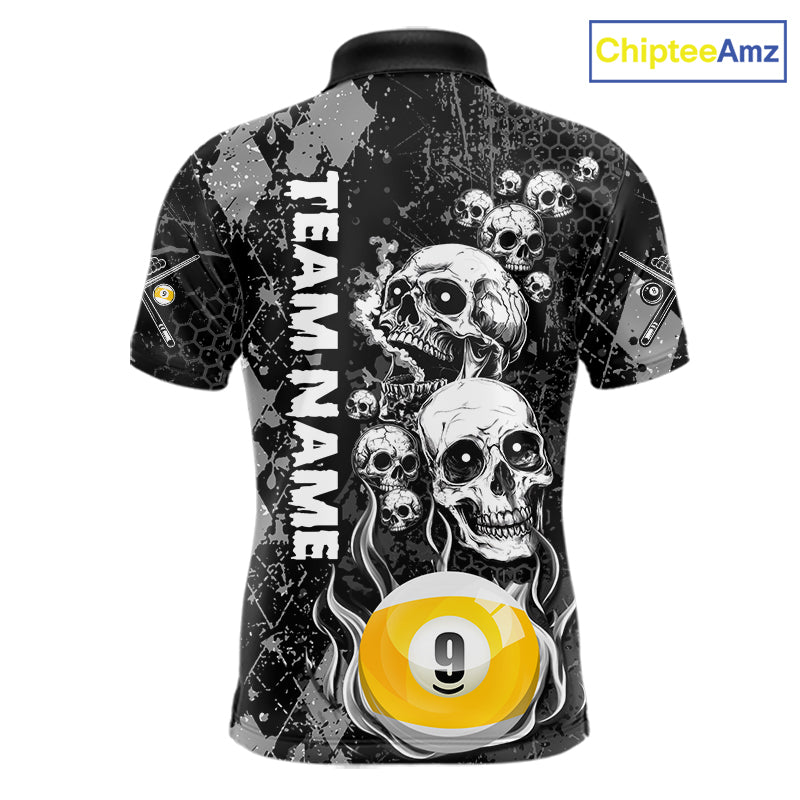 Custom Grunge Argyle Skull Billiard Pool Shirt For Men, 8 Ball & 9 Ball Pool Billiard Team Jersey TDM7315