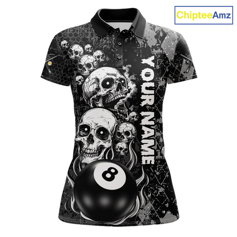 Custom Grunge Argyle Skull Billiard Pool Shirt For Women, 8 Ball & 9 Ball Pool Billiard Team Jersey TDM7315