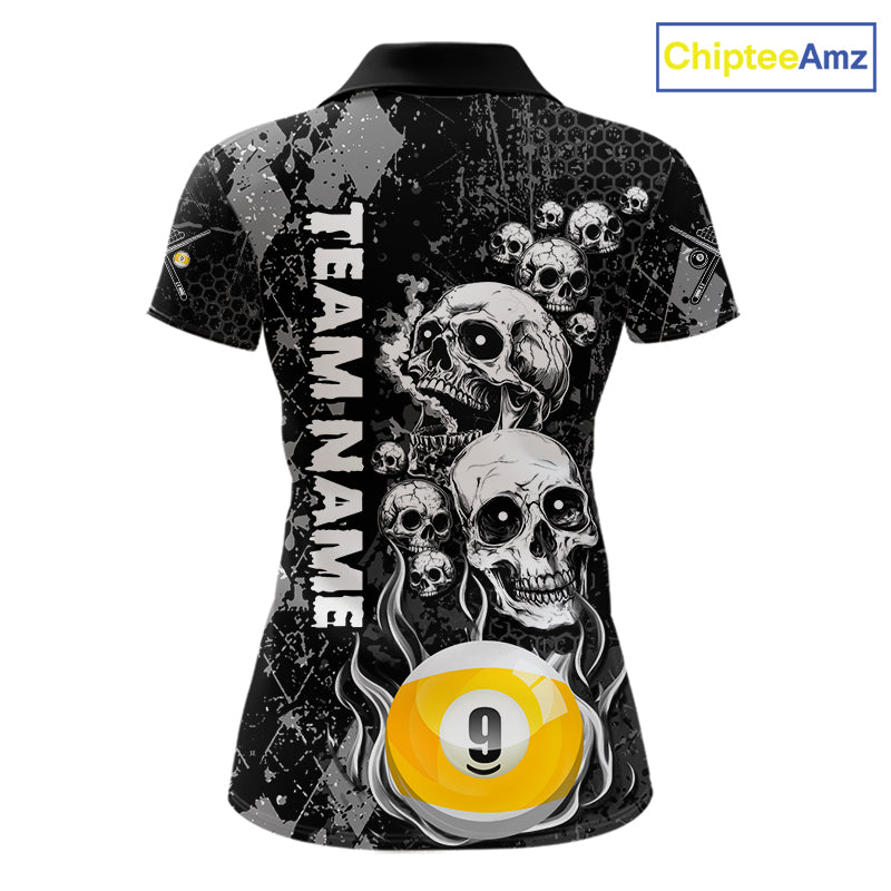 Custom Grunge Argyle Skull Billiard Pool Shirt For Women, 8 Ball & 9 Ball Pool Billiard Team Jersey TDM7315