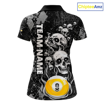 Custom Grunge Argyle Skull Billiard Pool Shirt For Women, 8 Ball & 9 Ball Pool Billiard Team Jersey TDM7315