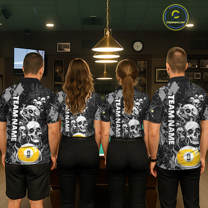 Custom Grunge Argyle Skull Billiard Pool Shirt For Men, 8 Ball & 9 Ball Pool Billiard Team Jersey TDM7315