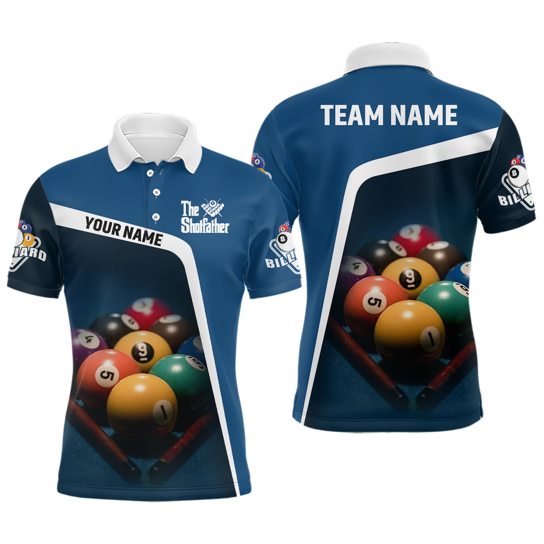 Billiards Balls Custom Name 3D All Over Printed Polo Shirts For Men, Billiard Clothing For Player TDM0161