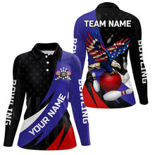 Load image into Gallery viewer, American Flag Eagle Bowling Polo, Quarter zip shirts For Women Custom Patriotic Team Bowling Jerseys NQS8977