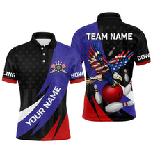 Load image into Gallery viewer, American Flag Eagle Bowling Polo, Quarter zip shirts For Men Custom Patriotic Team Bowling Jerseys NQS8977