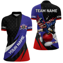 Load image into Gallery viewer, American Flag Eagle Bowling Polo, Quarter zip shirts For Women Custom Patriotic Team Bowling Jerseys NQS8977