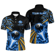 Load image into Gallery viewer, Flaming 8 Ball Pool Crack Billiard Shirts For Men Custom Pool Billiard Shirt Team Jerseys |Blue TDM3044