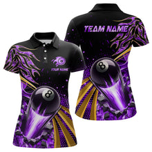 Load image into Gallery viewer, Flaming 8 Ball Pool Crack Billiard Shirts For Women Custom Pool Billiard Shirt Team Jerseys |Purple TDM3045